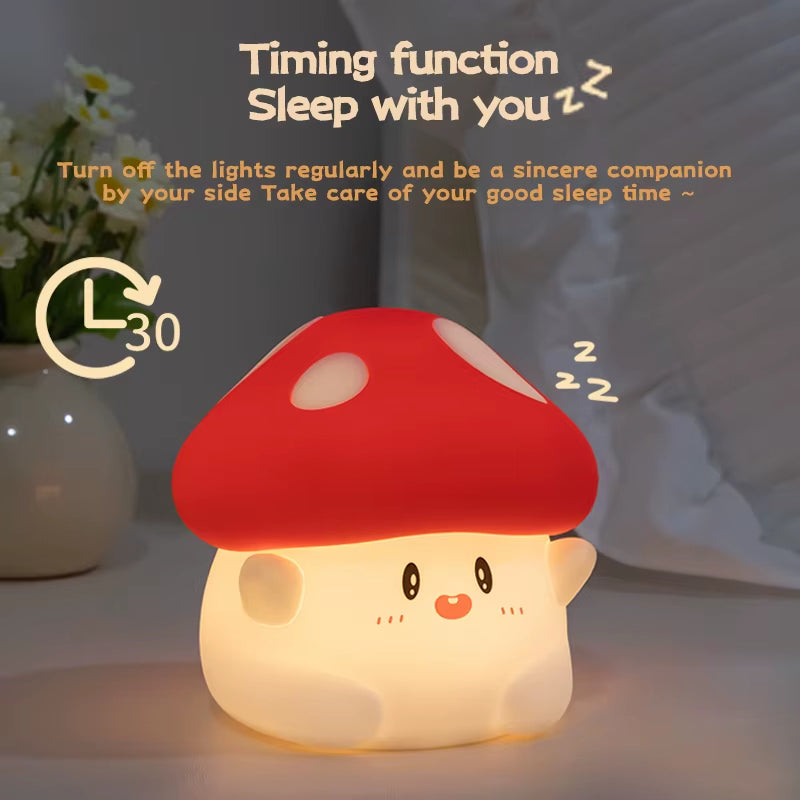 Mushroom Night Light LED Rechargeable USB Table Lamp Desk Room Decoration Baby Nursery Kids Birthday...