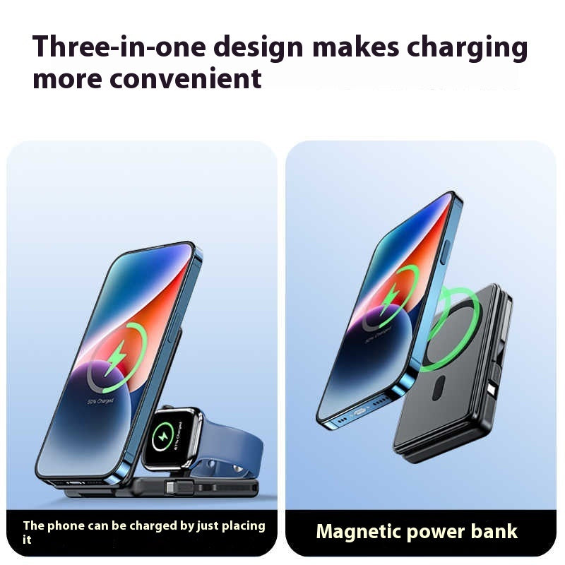 Compact And Portable Ultra-thin Wireless Watch Two-in-one Magnetic Power Bank