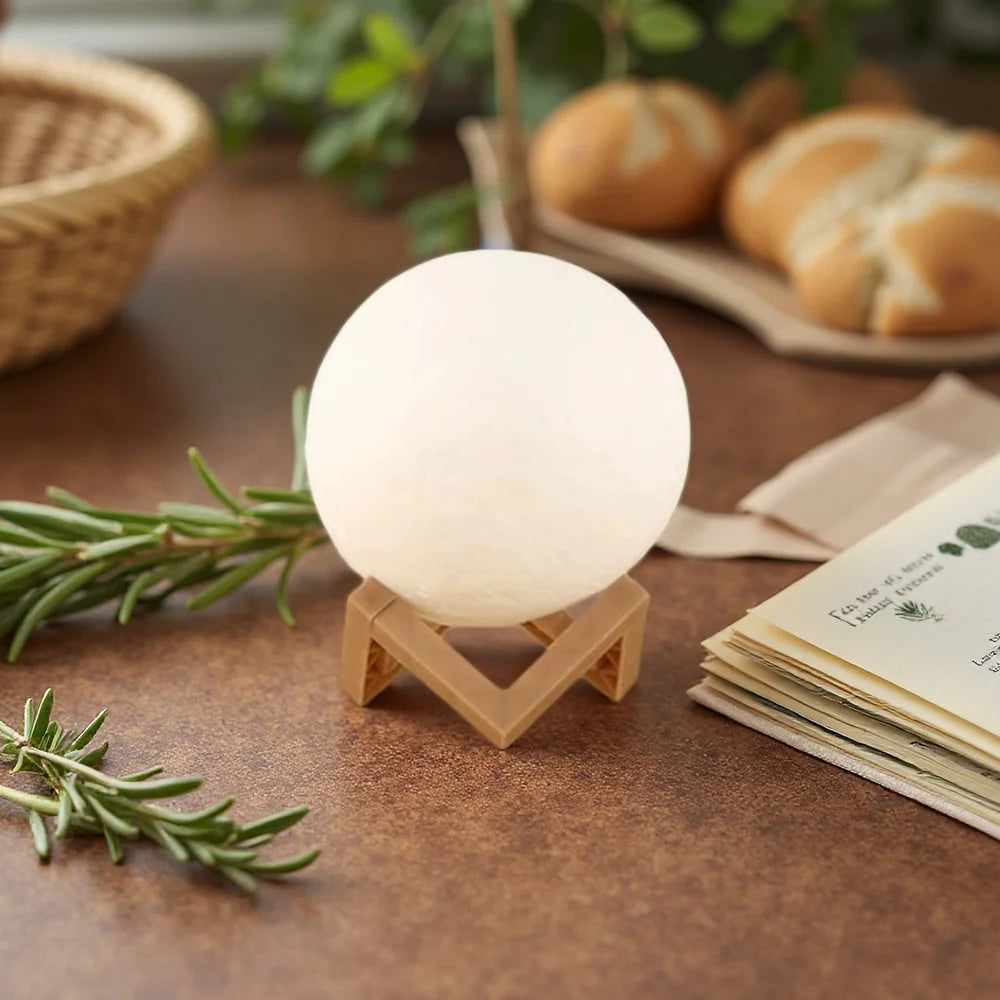 Led Moon Lamp Night Light with Stand Bedroom Gift Decor Print 6Cm/8Cm Lamps Battery Powered Creative...