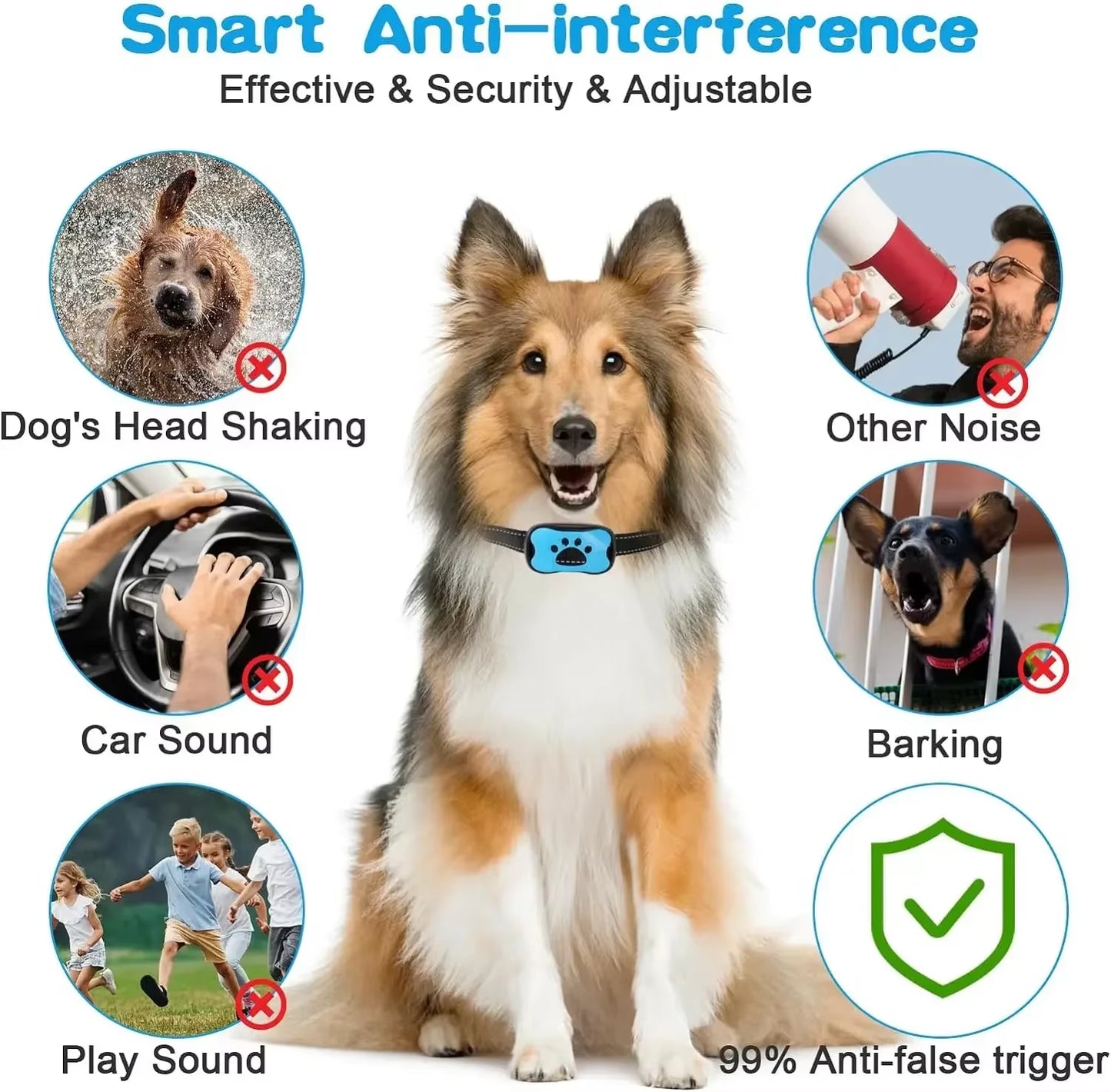 Pet Dog anti Barking Device USB Rechargeable Dogs Training Collar Ultrasonic Stop Barking Vibration ...