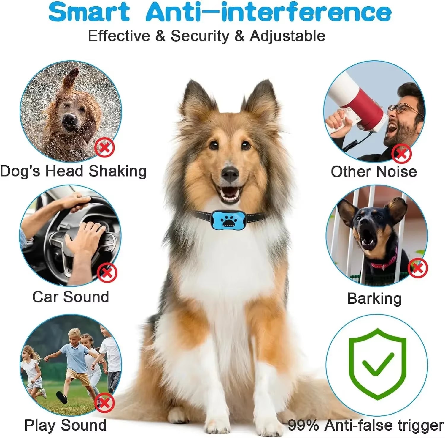 Pet Dog anti Barking Device USB Rechargeable Dogs Training Collar Ultrasonic Stop Barking Vibration ...