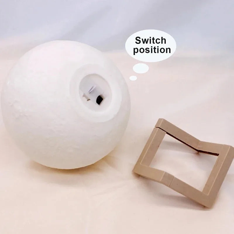 Led Moon Lamp Night Light with Stand Bedroom Gift Decor Print 6Cm/8Cm Lamps Battery Powered Creative...