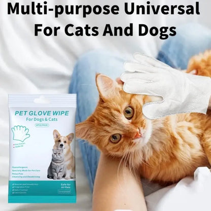 Eco-Friendly Pet Wipes for Dogs and Cats - Daily Care Disposable Grooming Gloves, 6 Travel-Friendly Sheets