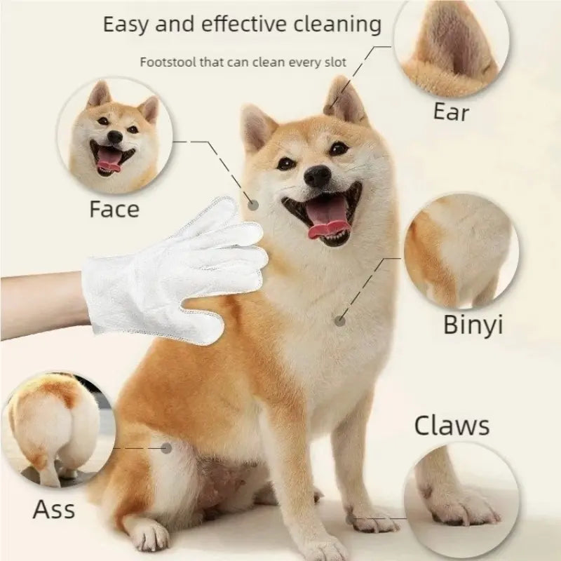 Eco-Friendly Pet Wipes for Dogs and Cats - Daily Care Disposable Grooming Gloves, 6 Travel-Friendly Sheets