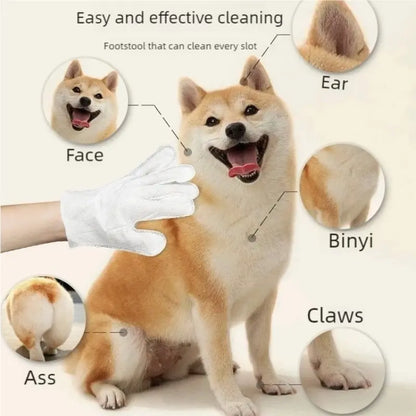Eco-Friendly Pet Wipes for Dogs and Cats - Daily Care Disposable Grooming Gloves, 6 Travel-Friendly Sheets