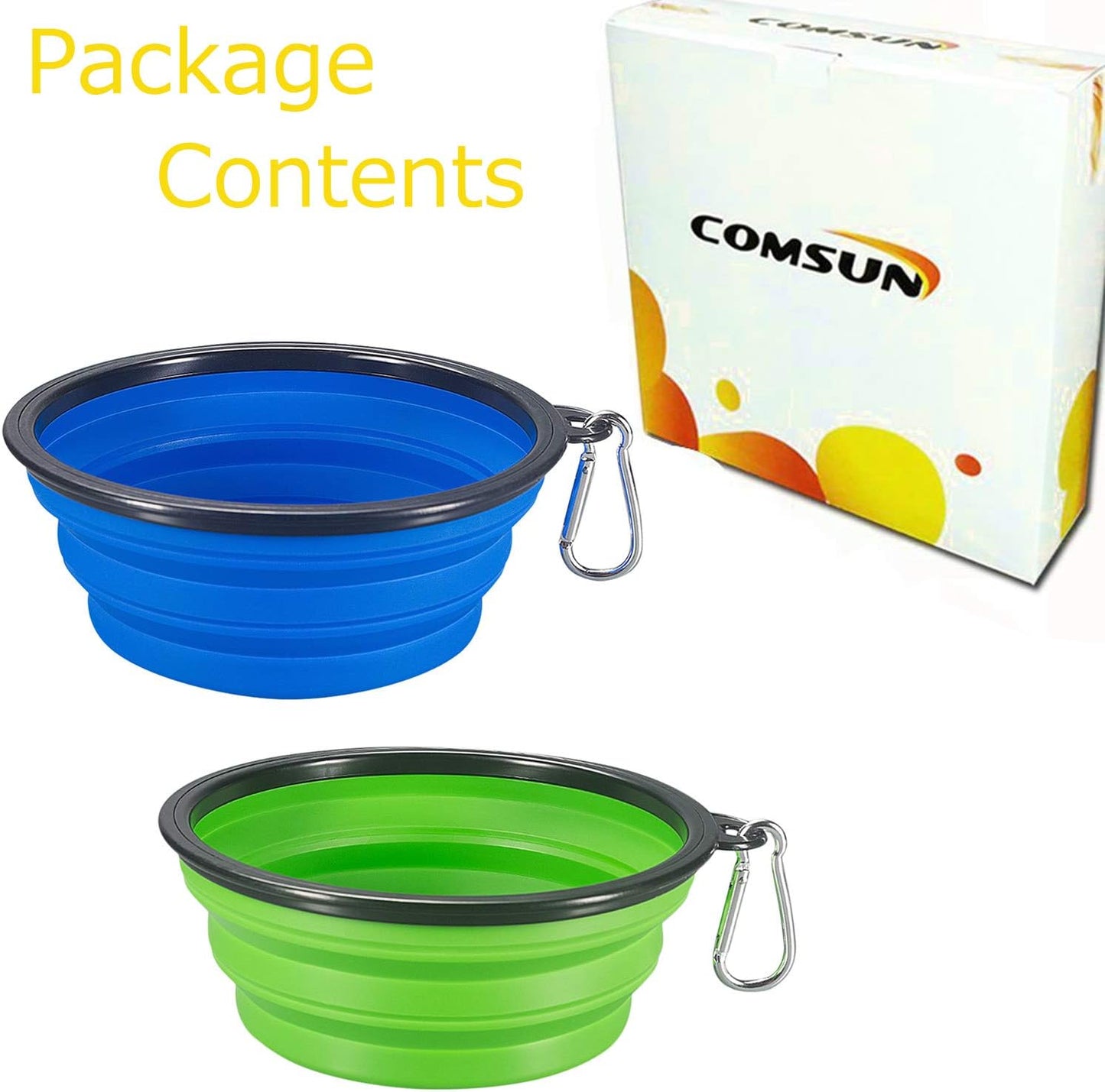 Collapsible 2-Pack Dog Bowl Set - Portable Expandable Pet Food and Water Dishes in Blue and Green