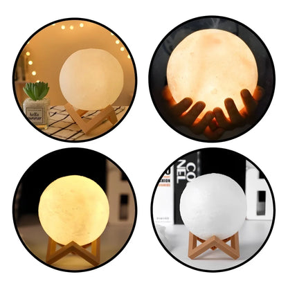 Led Moon Lamp Night Light with Stand Bedroom Gift Decor Print 6Cm/8Cm Lamps Battery Powered Creative...